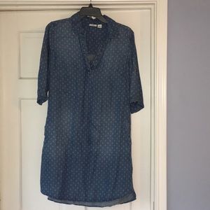 Denim shirt dress with pockets